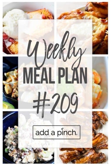 Graphic of Weekly Meal Plan #209.