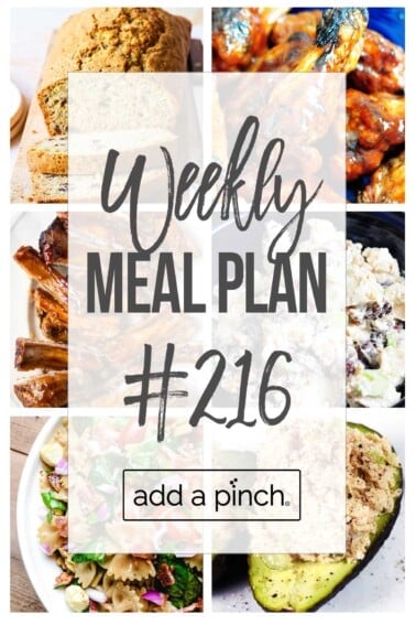Graphic of Weekly Meal Plan #216.