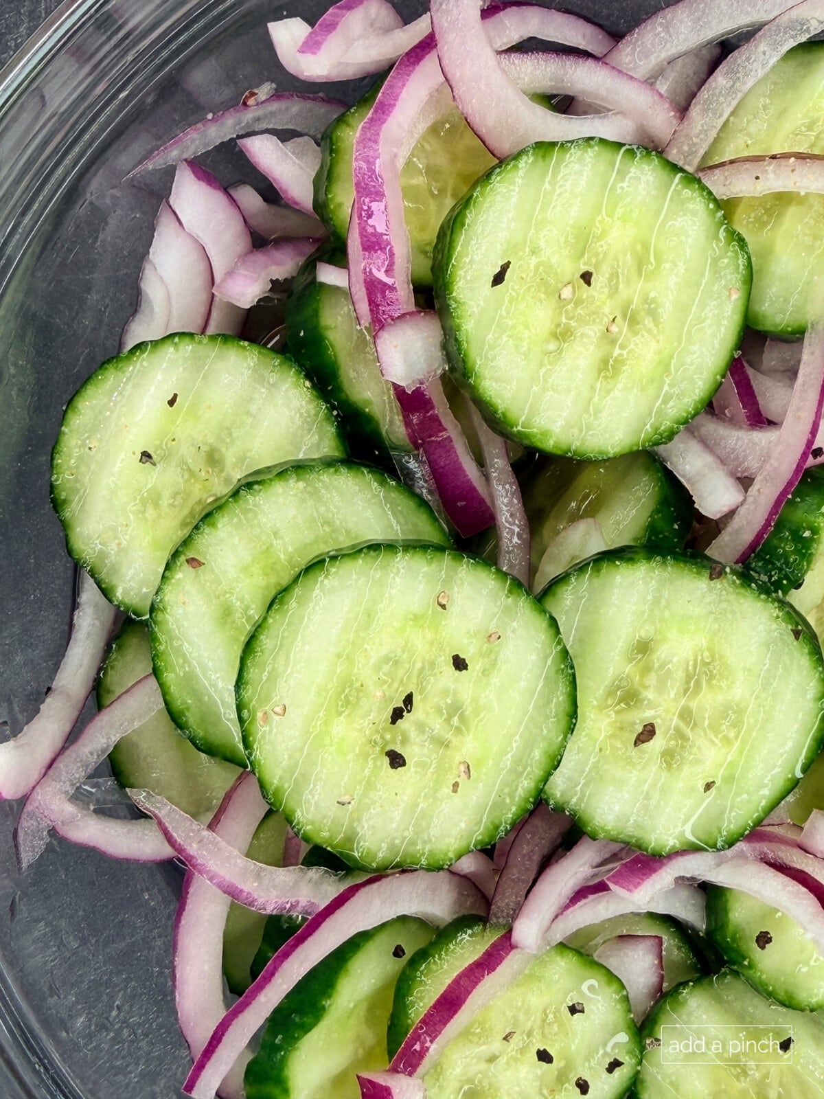 Serve the cucumber onion salad immediately or chill to serve later.