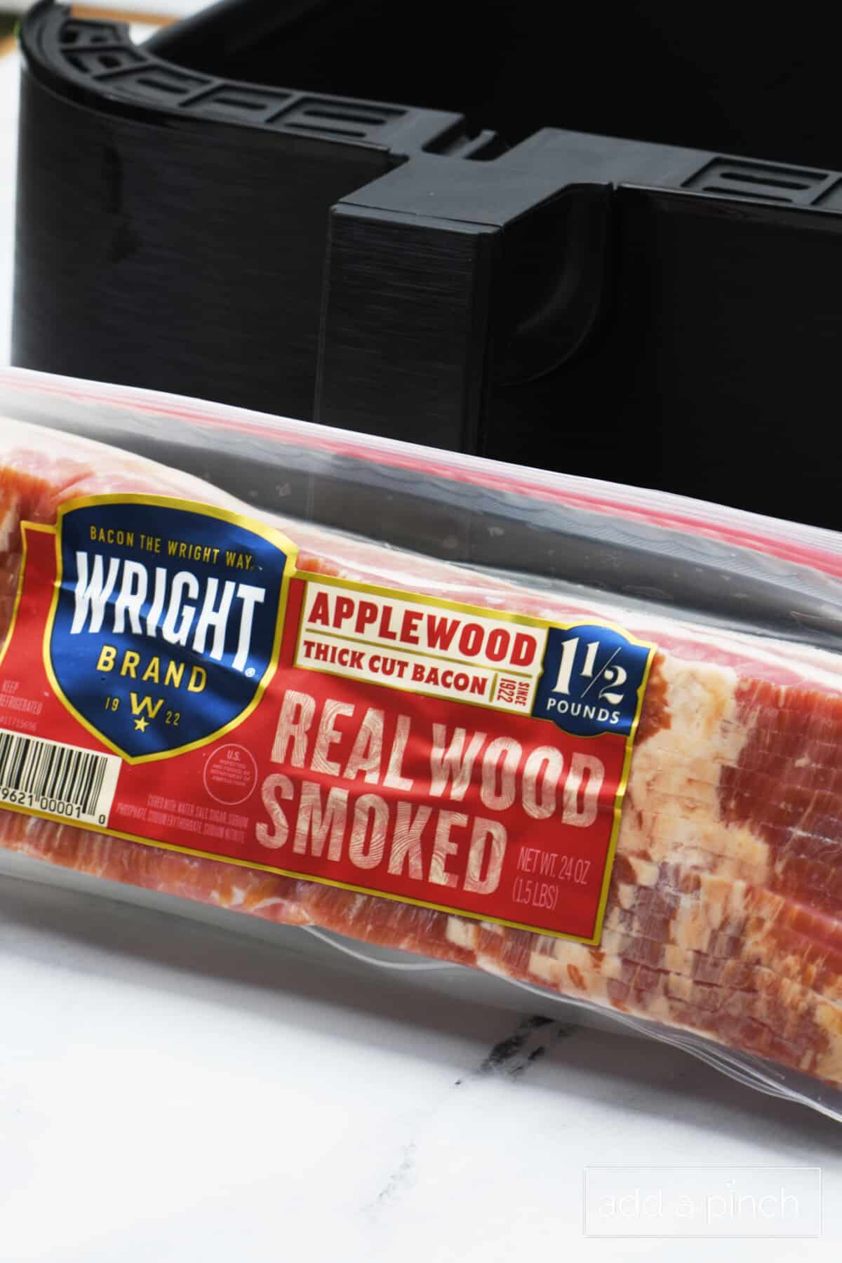 Bacon and air fryer basket for air fryer bacon.