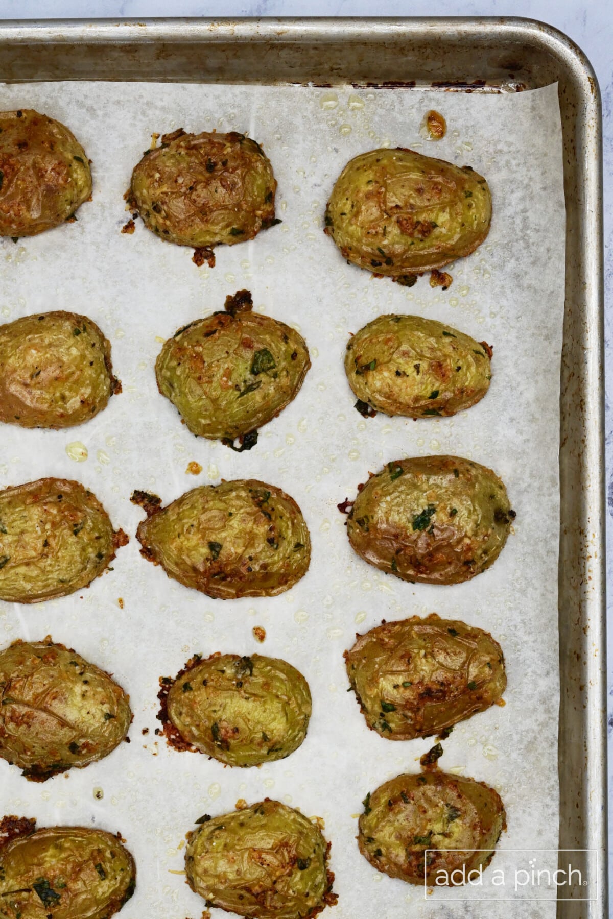 Baked Parmesan Potatoes ready to be served.