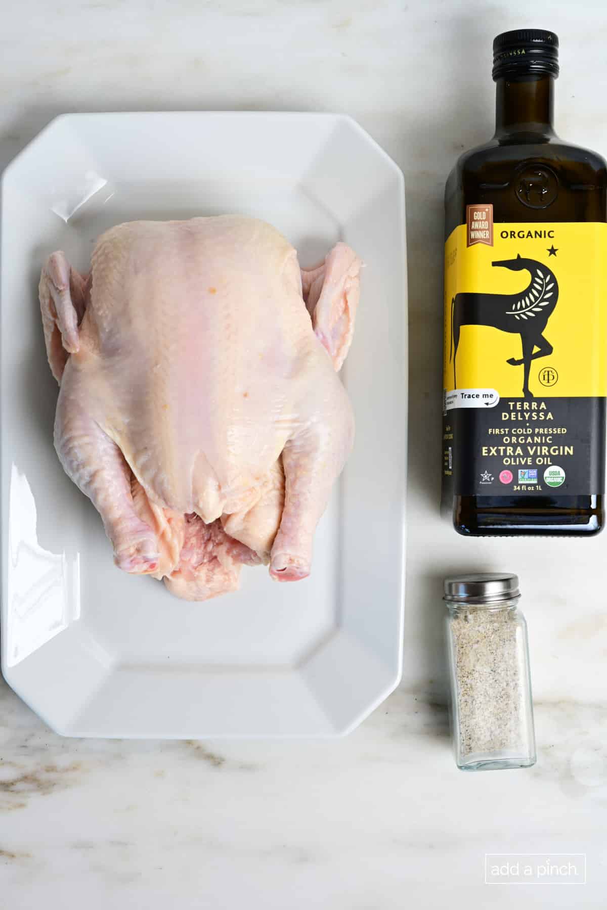 Three Ingredients for air fryer whole chicken.