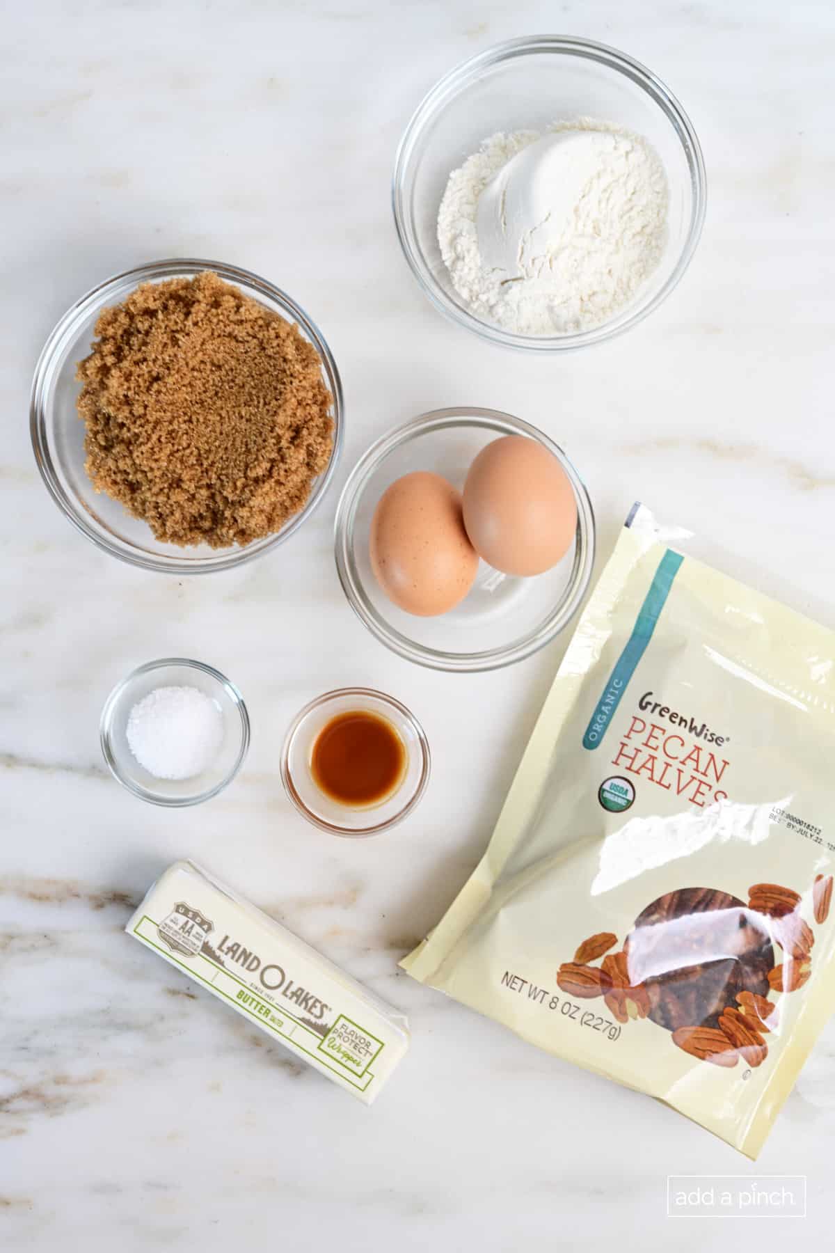 Ingredients for pecan pie muffins.