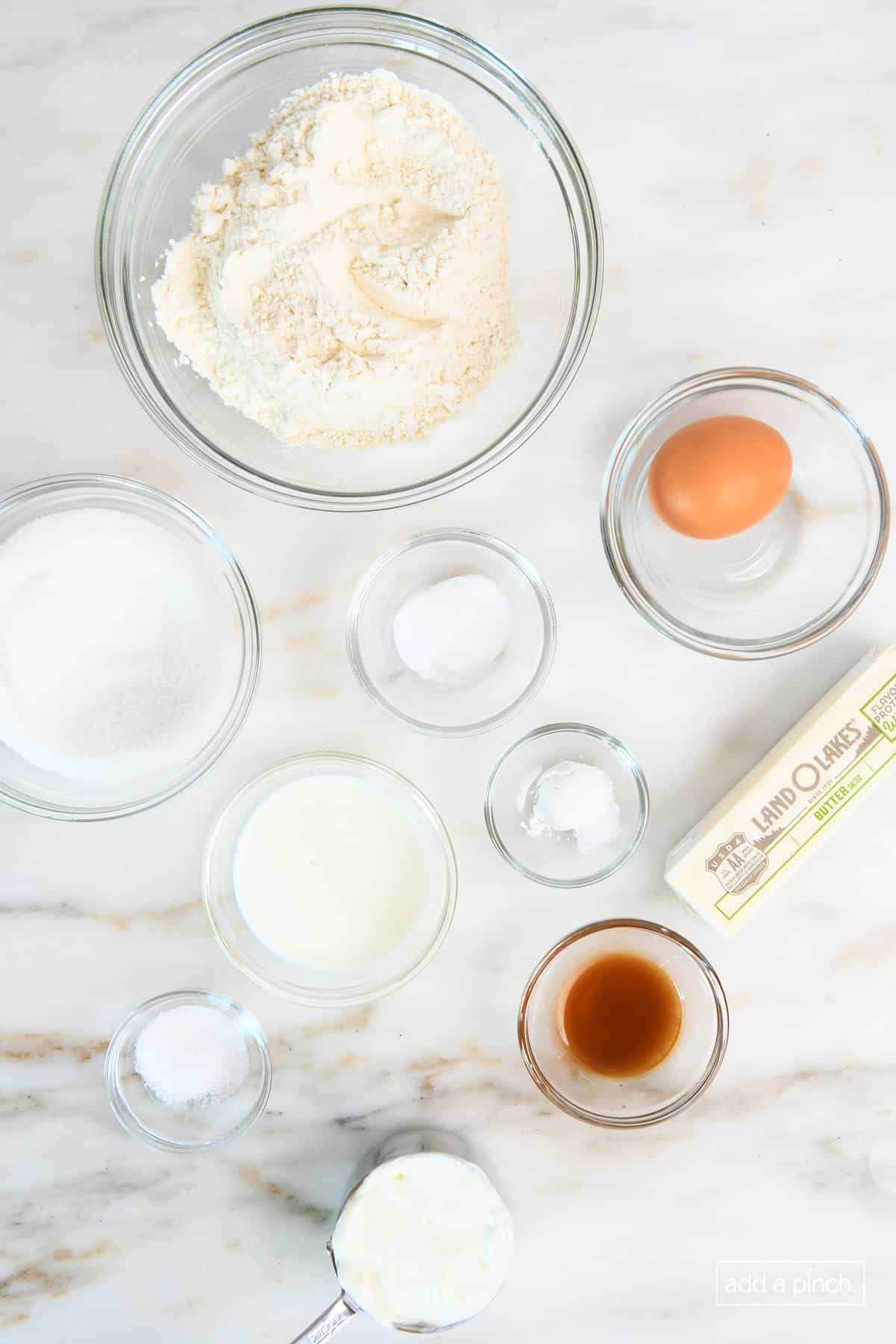 Ingredients for sour cream coffee cake