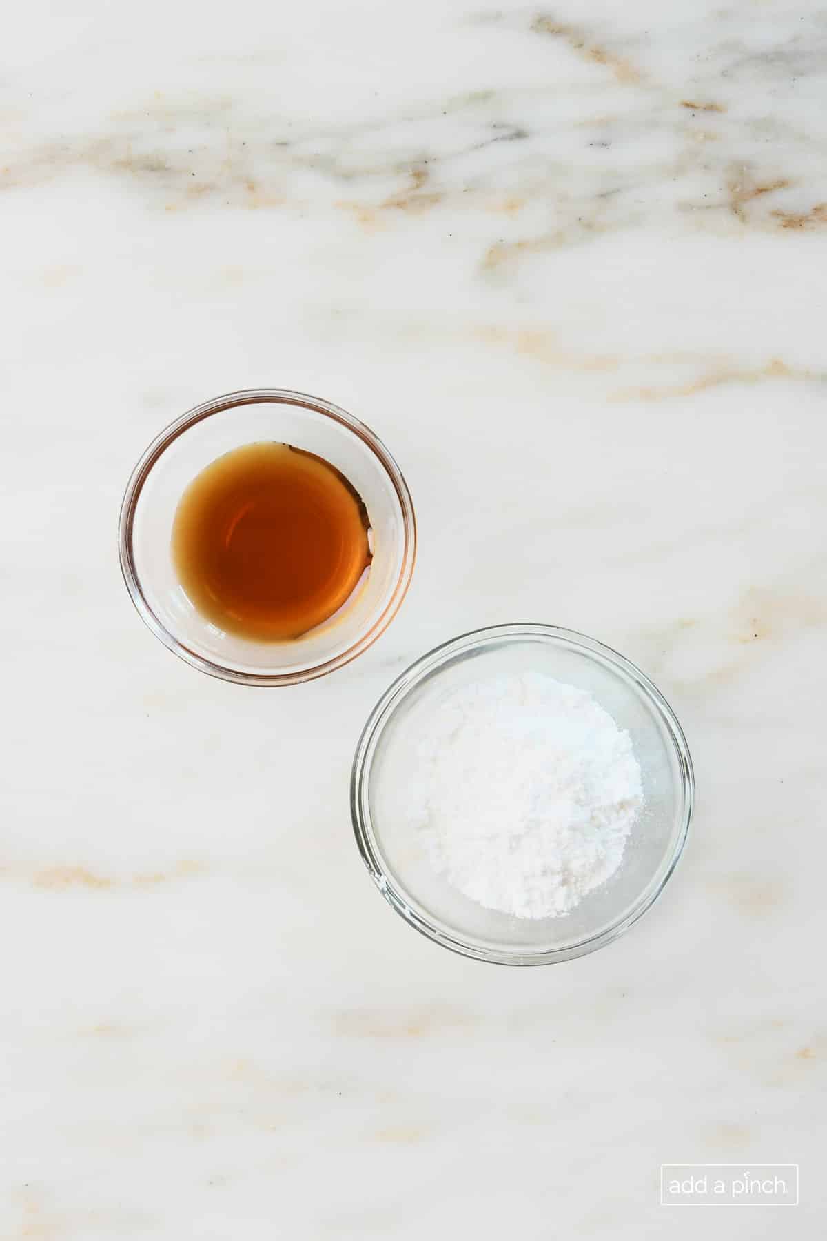 Ingredients for maple glaze for sour cream coffee cake.
