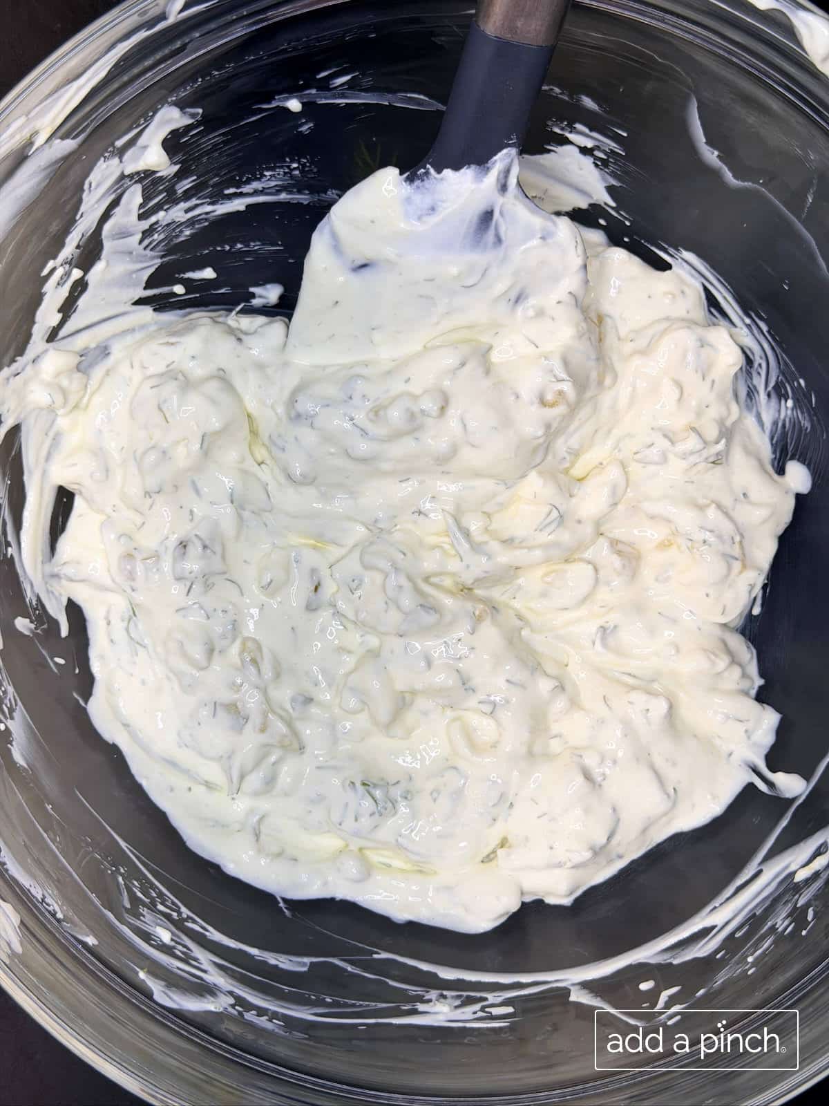 Easy dill pickle dip mixed together until well combined.