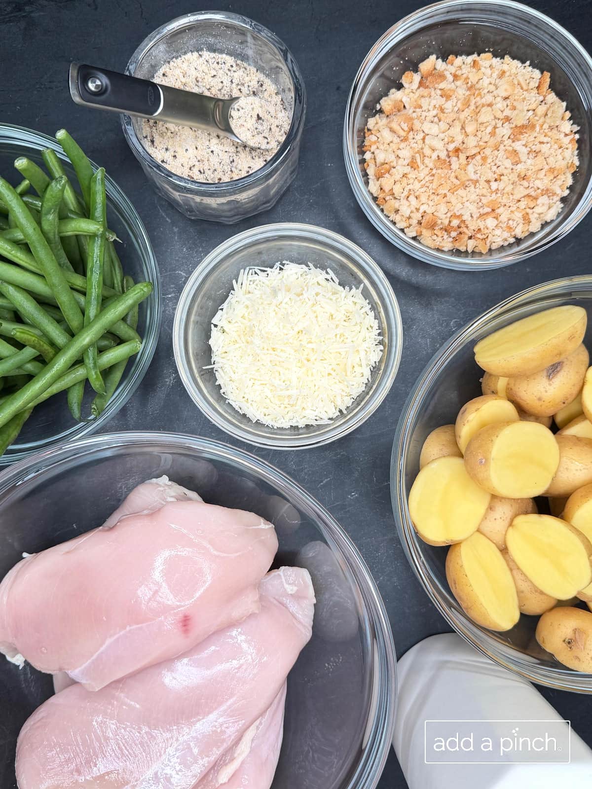 Ingredients for parmesan crusted chicken sheet pan dinner.