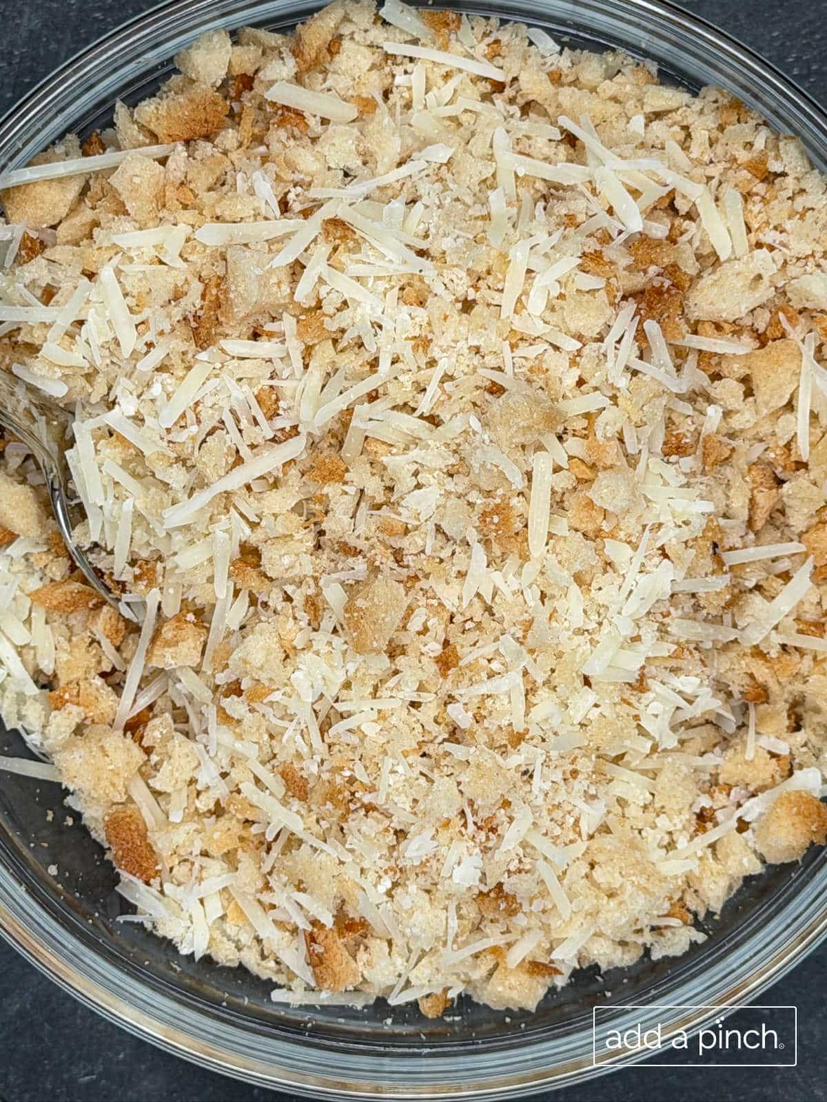 Parmesan and bread crumb crust ready to be added to the chicken.