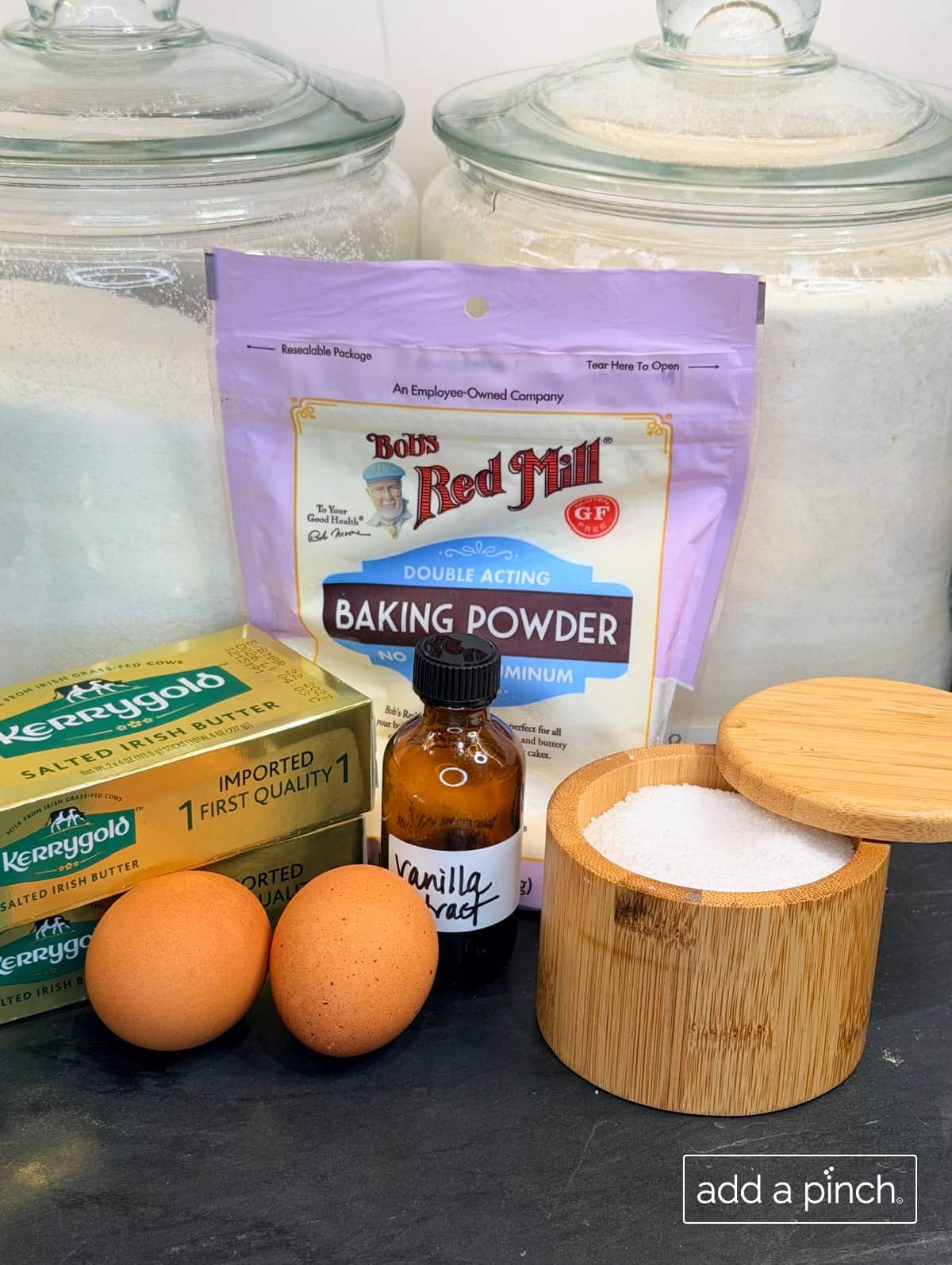Ingredients needed to make the chewy sugar cookie base for the American flag cake.
