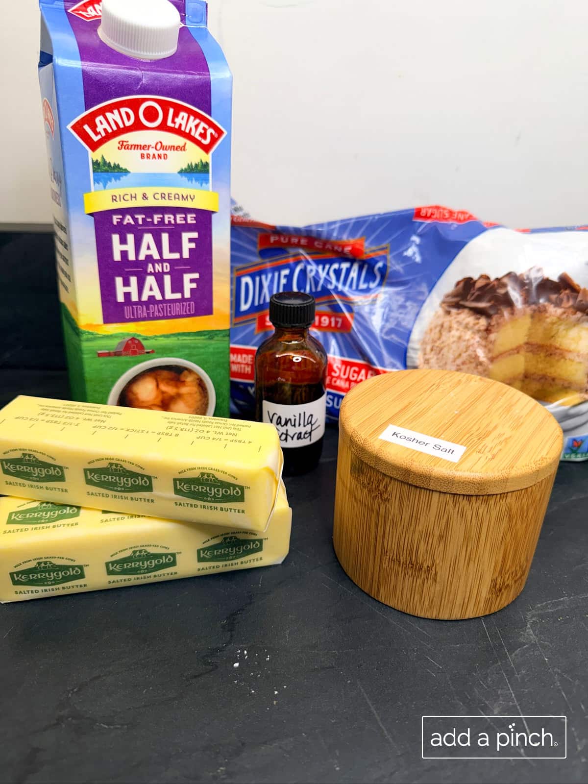 Ingredients for the frosting layer for the flag cake.